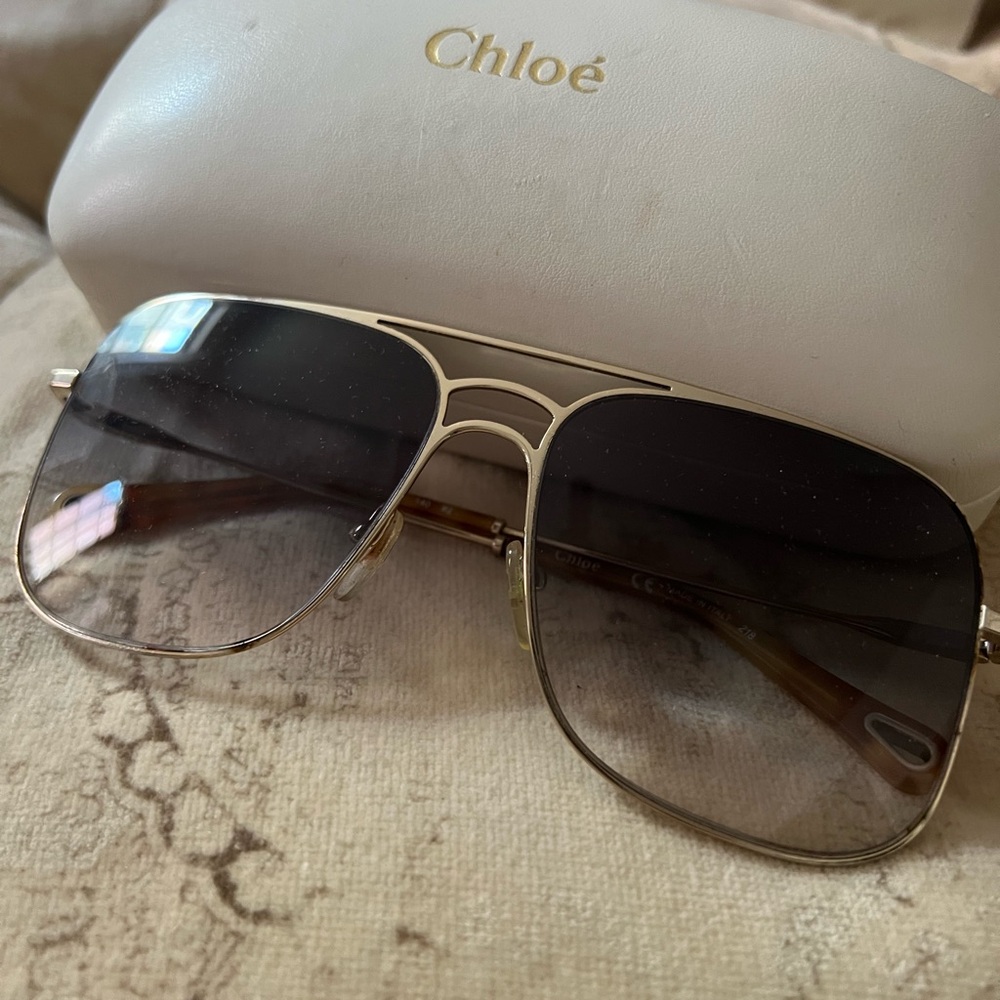 Chloe Gold and Black Sunglasses